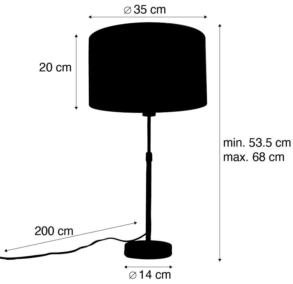 Lampa stołowa brązowa z aksamitnym abażurem w kształcie liścia i złotym wnętrzem - Parte klasyczny/Antyczny Oswietlenie wewnetrzne