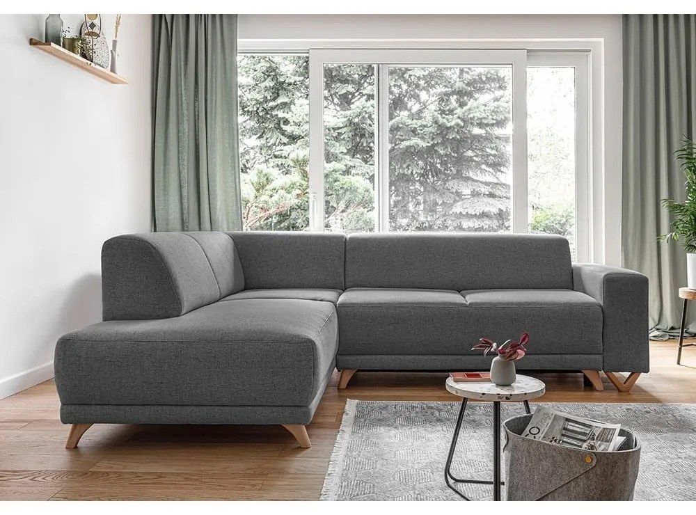 Szary rozkładany/ze schowkiem narożnik (lewostronny/w kształcie litery L) Classy Sophie – Miuform