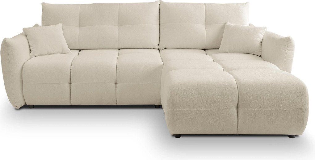 Masseno Narożnik MODA z funkcją spania i pojemnikiem na pościel Narozniki L, Rozkładana sofa - Kremowy, SICURO 55