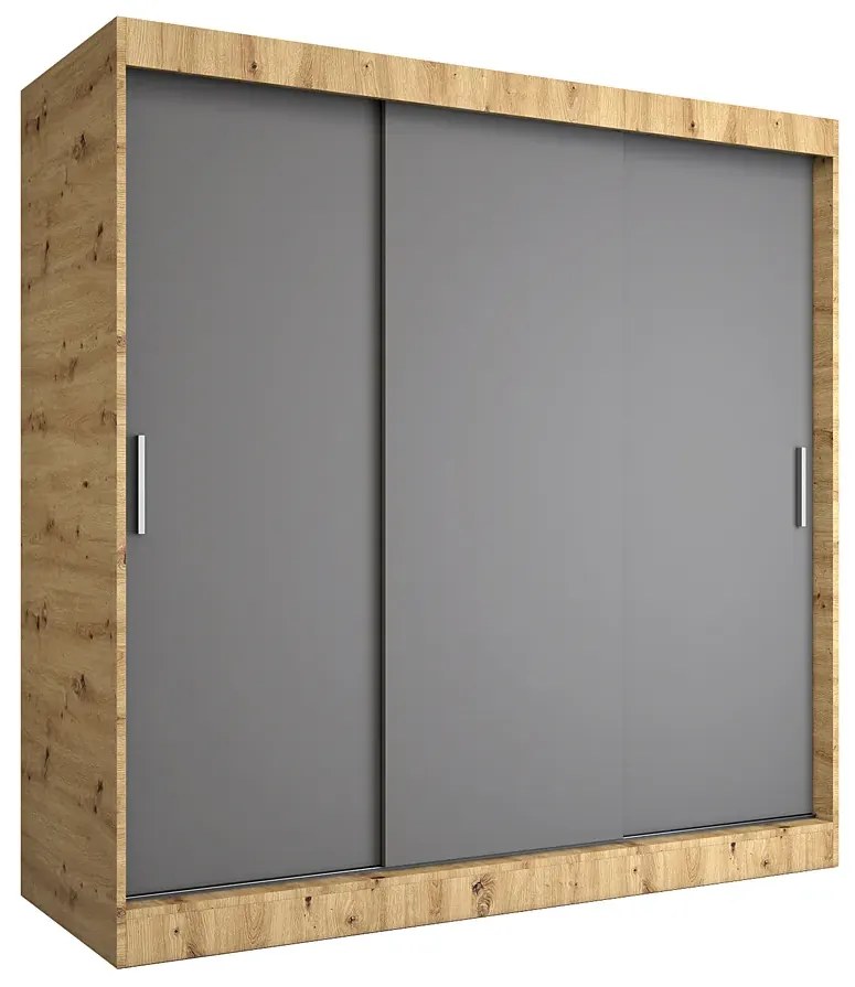 Szafa przesuwna 200 cm dąb artisan + antracyt - Erco 6X