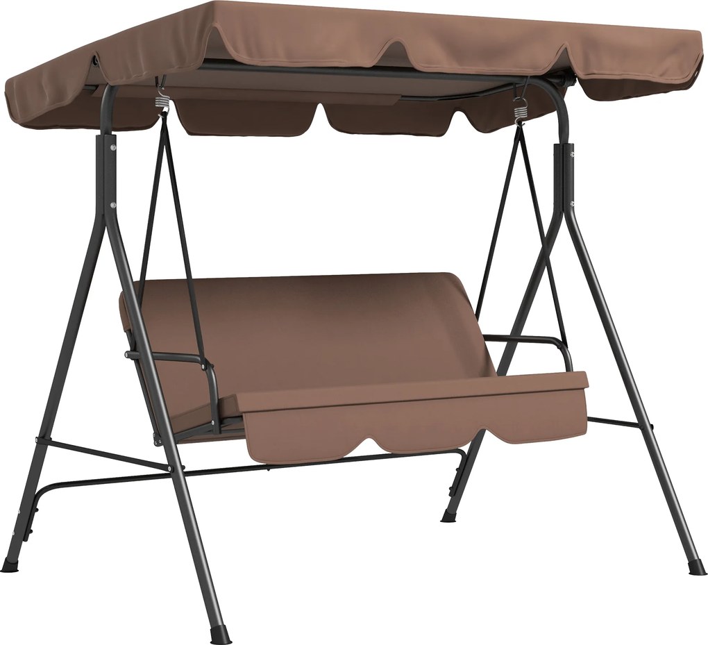 Outsunny Huśtawka ogrodowa 3-osobowa Hollywood, odporna na warunki atmosferyczne, regulowane dach, 172 x 110 x 153, Brązowa