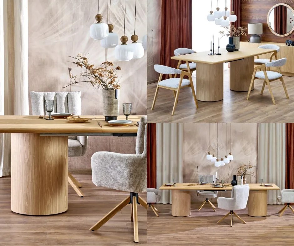 Rozkładany stół do jadalni Everest Halmar z naturalnym wykończeniem