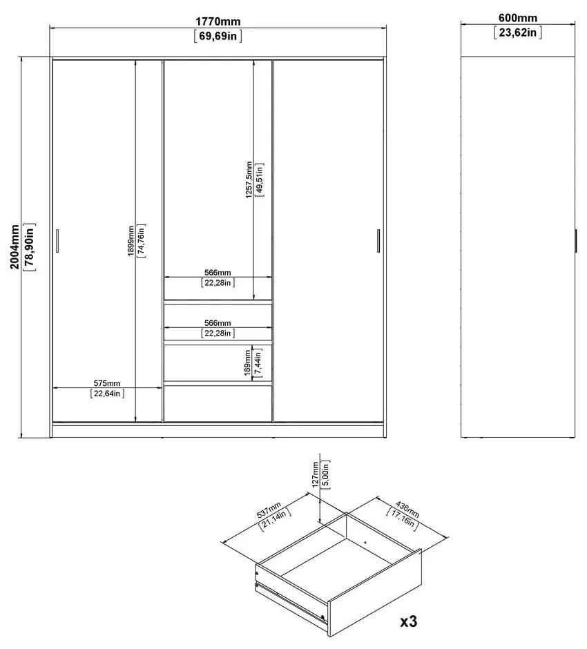 Szafa w dekorze dębu z drzwiami przesuwnymi w naturalnym kolorze 177x200x60 cm Naia – Tvilum