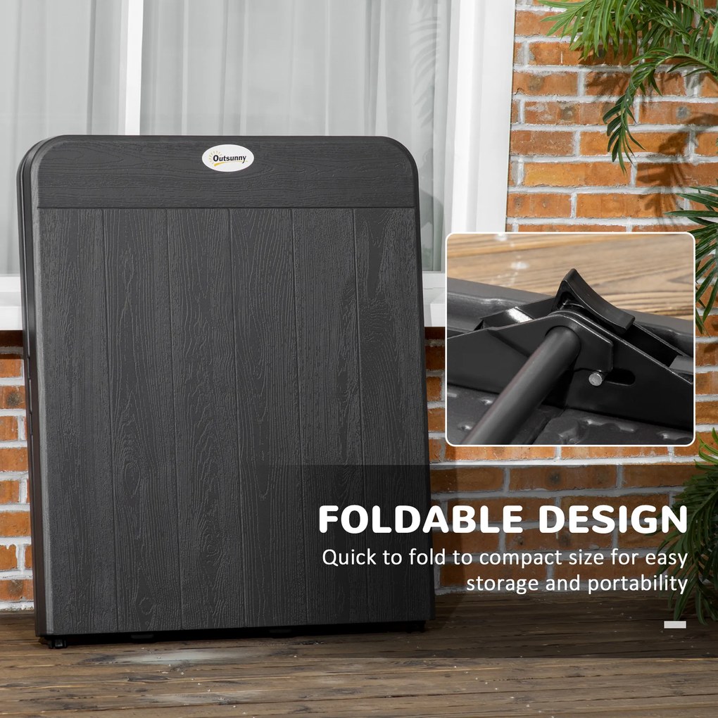 Outsunny Stół ogrodowy składany dla 6 osób imitacja drewna ciemnoszary 180x755x73cm | Aosom PL