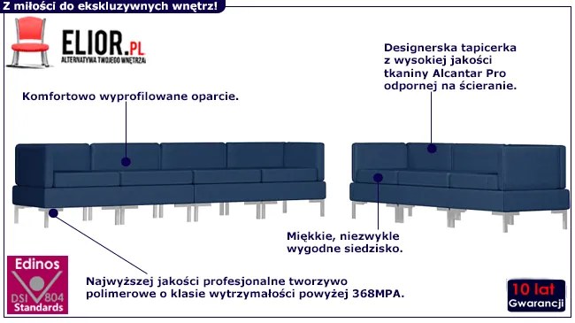 Minimalistyczny 7-osobowy zestaw wypoczynkowy Marsala 3X - Niebieski