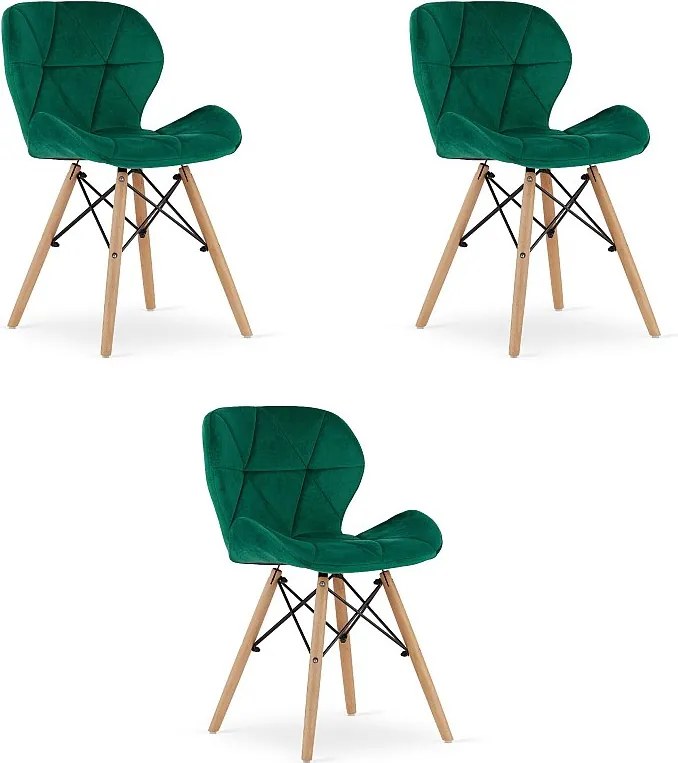 Krzesło Valora WAKO Velvet w kolorze zielonym, nowoczesny design do salonu x3