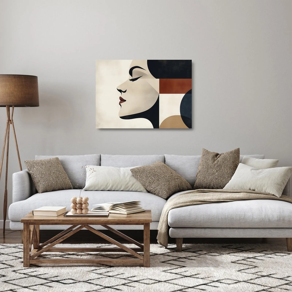 Obraz na szkle - Kobieta z profilu (70x50 cm)