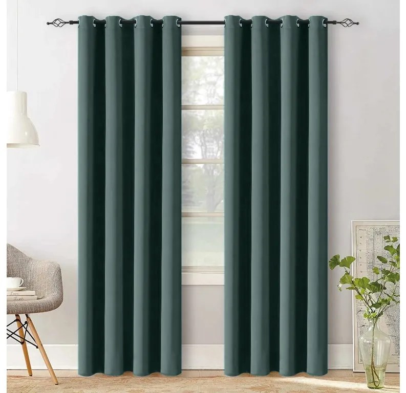 Turkusowa zasłona OXFORD 140x250 cm Zawieszanie: Metalowe pierścienie