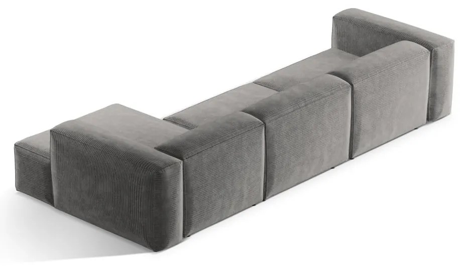 Jasnoszary sztruksowy narożnik (prawostronny/z szezlongiem) Bergano – Cosmopolitan Design