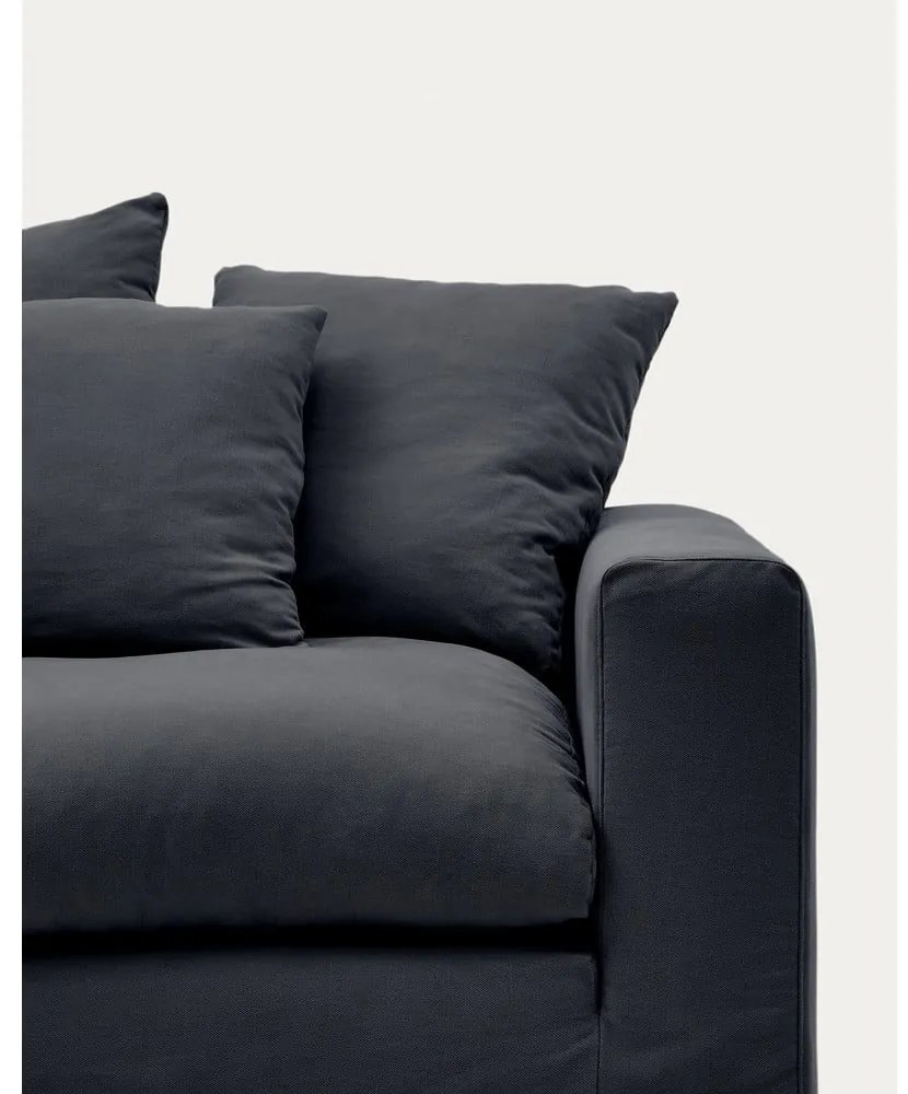 Antracytowa lniana sofa 340 cm Nora – Kave Home