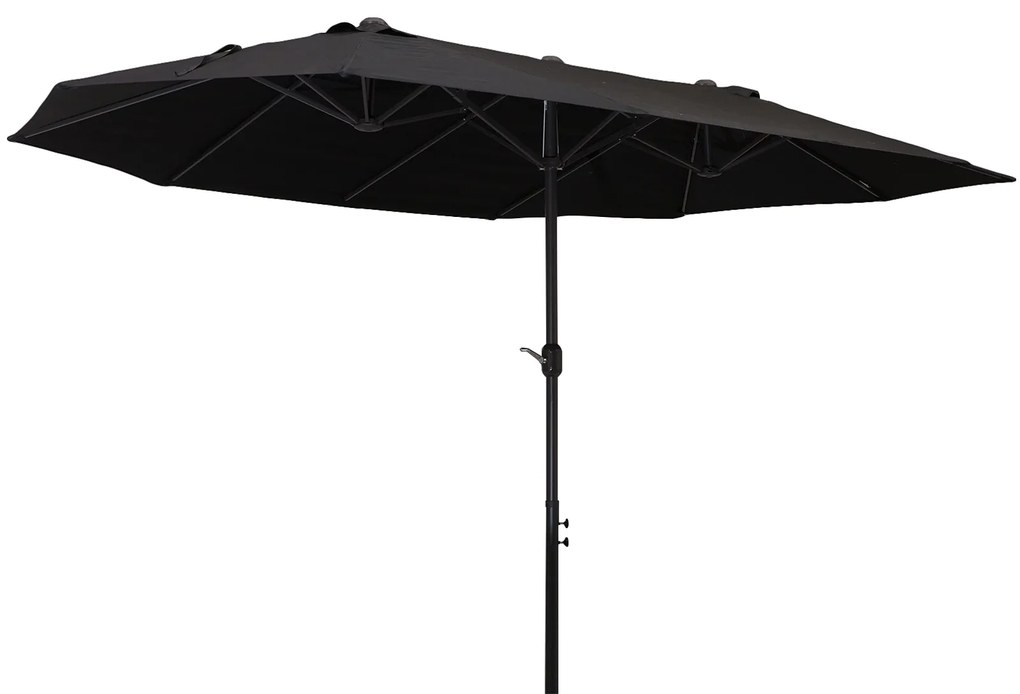 Outsunny Parasol Owalny Podwójny Ogrodowy z Korbką Czarny 460x270x240cm Idealny na Targ i Taras | Aosom PL