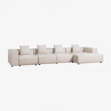 Modułowa Sofa Z Szezlongiem Prawym, 4-częściowa (↔︎420 Cm) Z Wysokim Podłokietnikiem Bruna Sztruksu Beżowy Len - Sklum