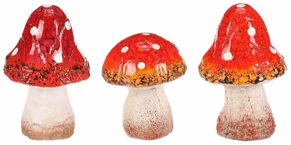 Jesienne dekoracje Zestaw ceramicznych grzybów, 3szt.