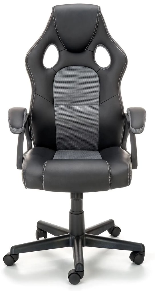 FARO fotel gabinetowy czarno-popielaty, gamingowy,TILT,obrotowy,membrana