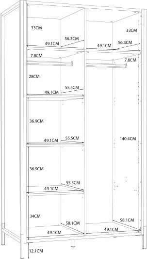 Dwudrzwiowa szafa młodzieżowa w stylu loft Oriental Tree 822