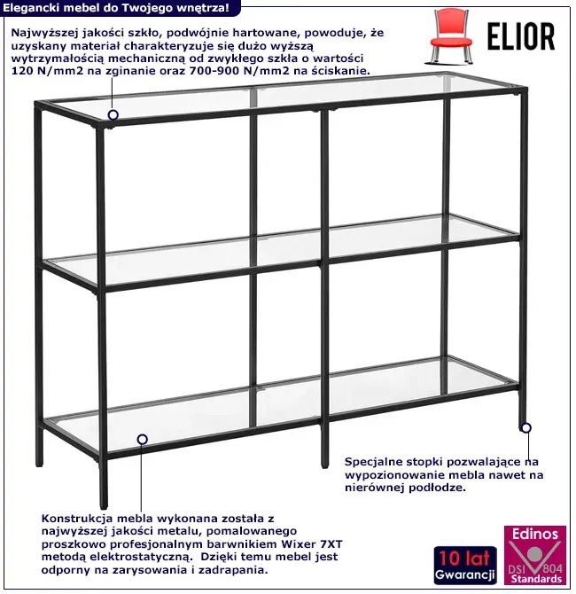 Czarna metalowa konsola szklana K6-K68