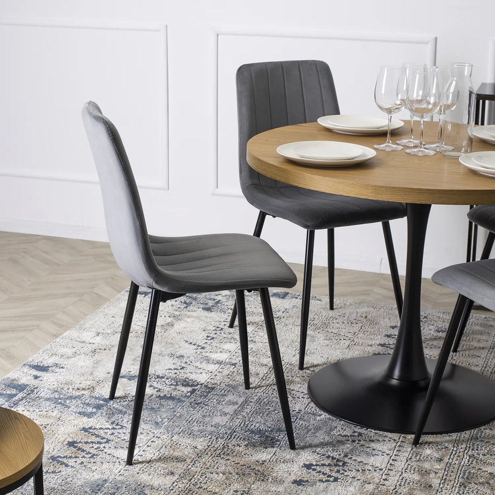 Stół Okrągły LINO 100 cm Dąb Złoty/Czarny Nowoczesny Loft