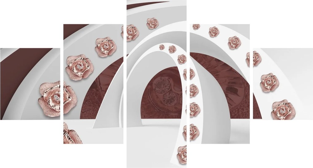 Obraz - Chmury 3D z kwiatami (125x70 cm)