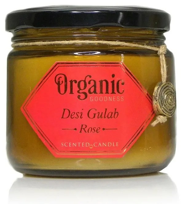 Świeca organiczna Desi Gulab - Rose 200 g wbursztynowym szkle