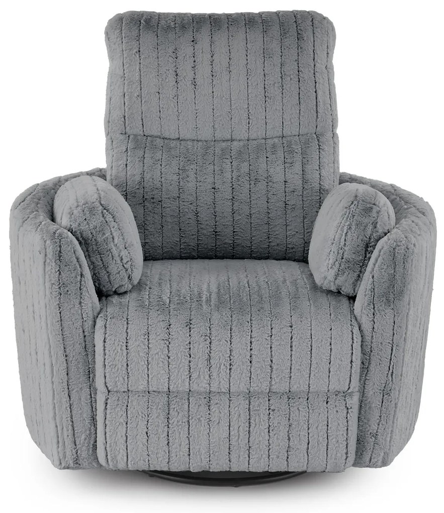 Fotel wypoczynkowy, obrotowy, elektrycznie rozkładany, bujany PEGAS popiel