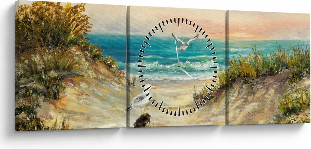 Obraz - Piaszczysta plaża (z zegarem) (90x30 cm)