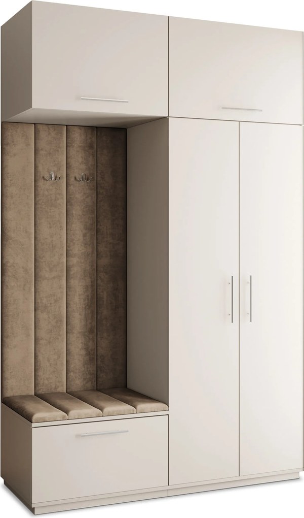 Masseno Garderoba REMA 150/240/60 cm Nowoczesna Szafa do Przedpokoju Kaszmir, MONOLITH 09 (Beżowy)