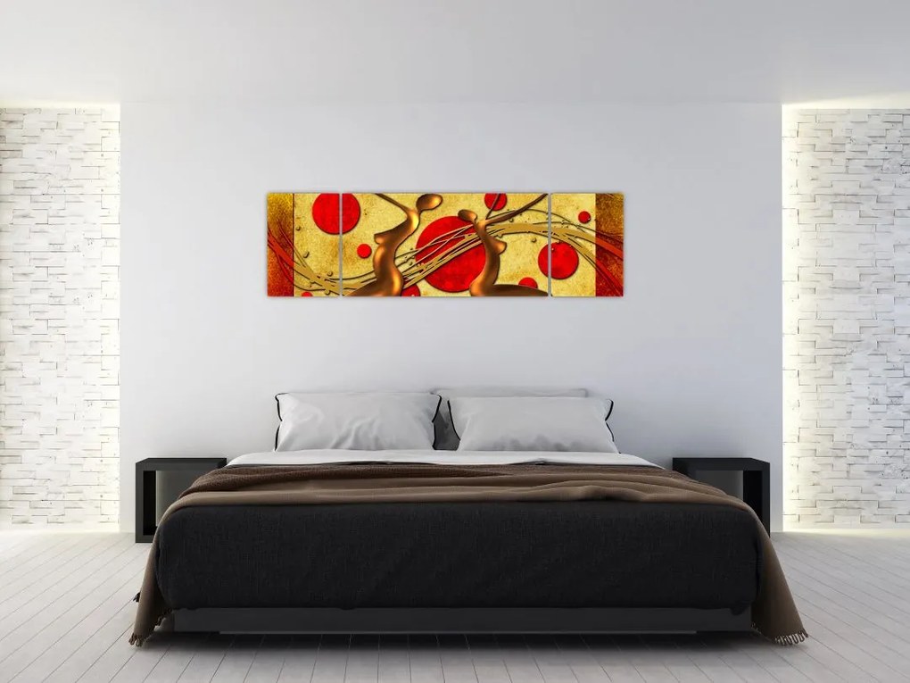 Abstrakcyjny obraz z dwiema kobietami (170x50 cm)