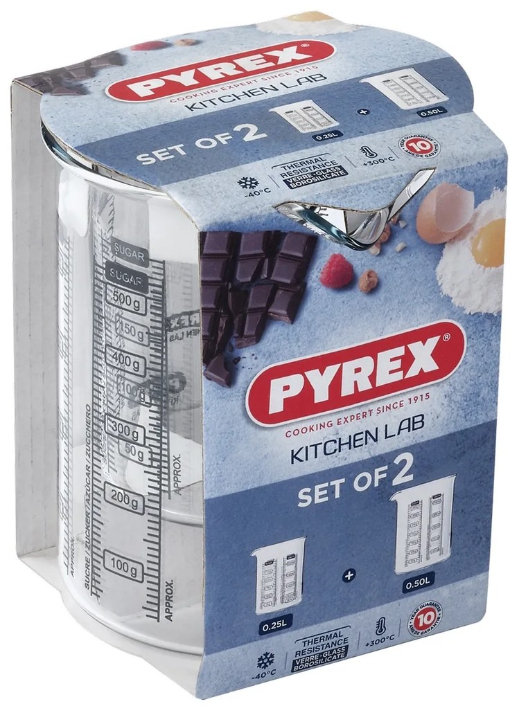 Zestaw szklanych kubków pomiarowych Pyrex 2 szt.,0,25 l + 0,5 l