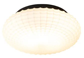 Klasyczna lampa sufitowa czarna z opalowym szkłem 23 cm IP44 - Nohmi