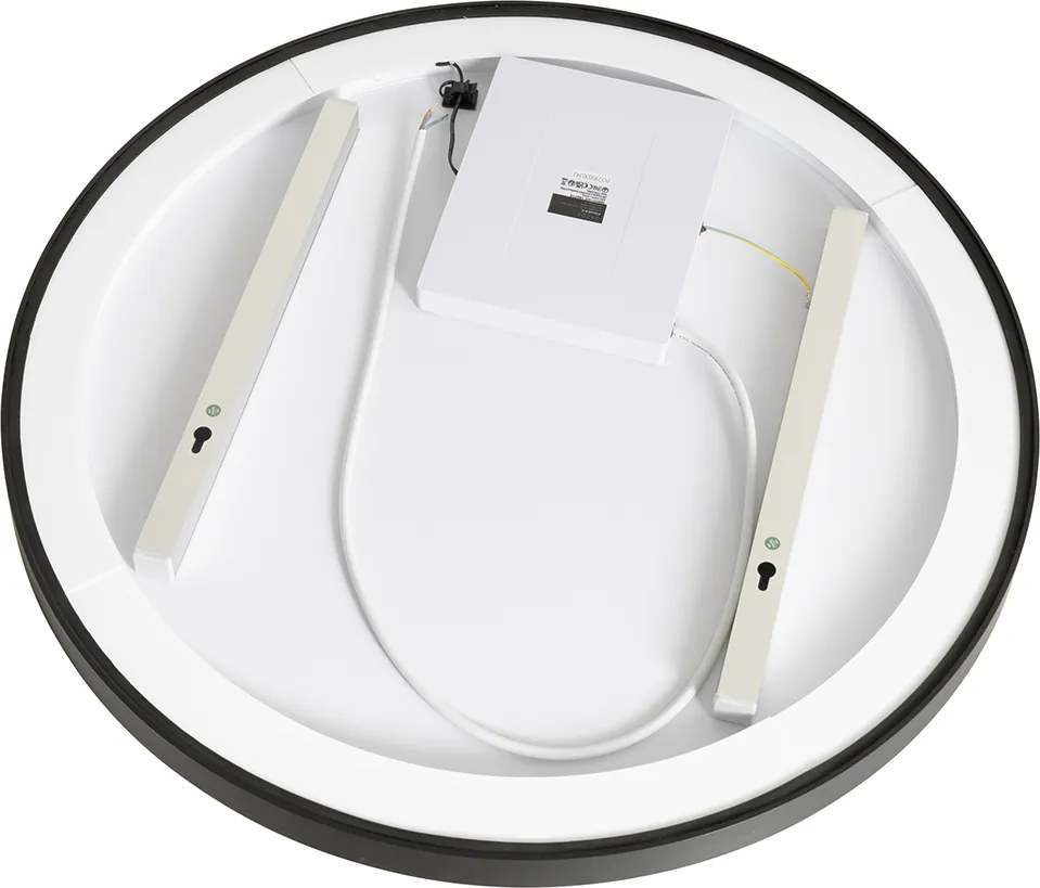 Lustro łazienkowe czarne 70 cm z LED, 3-stopniowe ściemnianie dotykowe, okrągłe - Miral