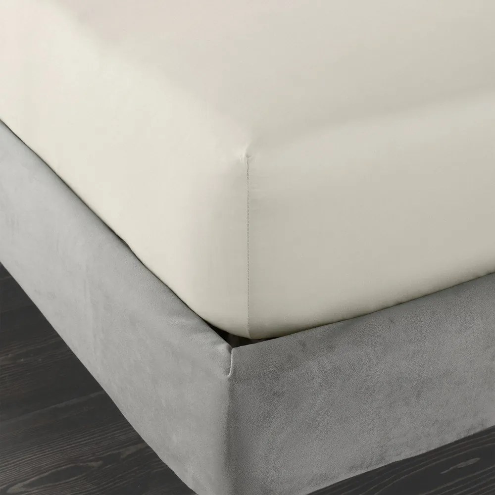 Beżowe prześcieradło z satyny bawełnianej z gumką 150x200 cm Cotton Sateen – Bianca