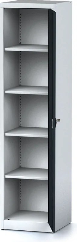 Szafa warsztatowa MECHANIC, 1950 x 490 x 500 mm, 4 półki, grafitowe drzwi