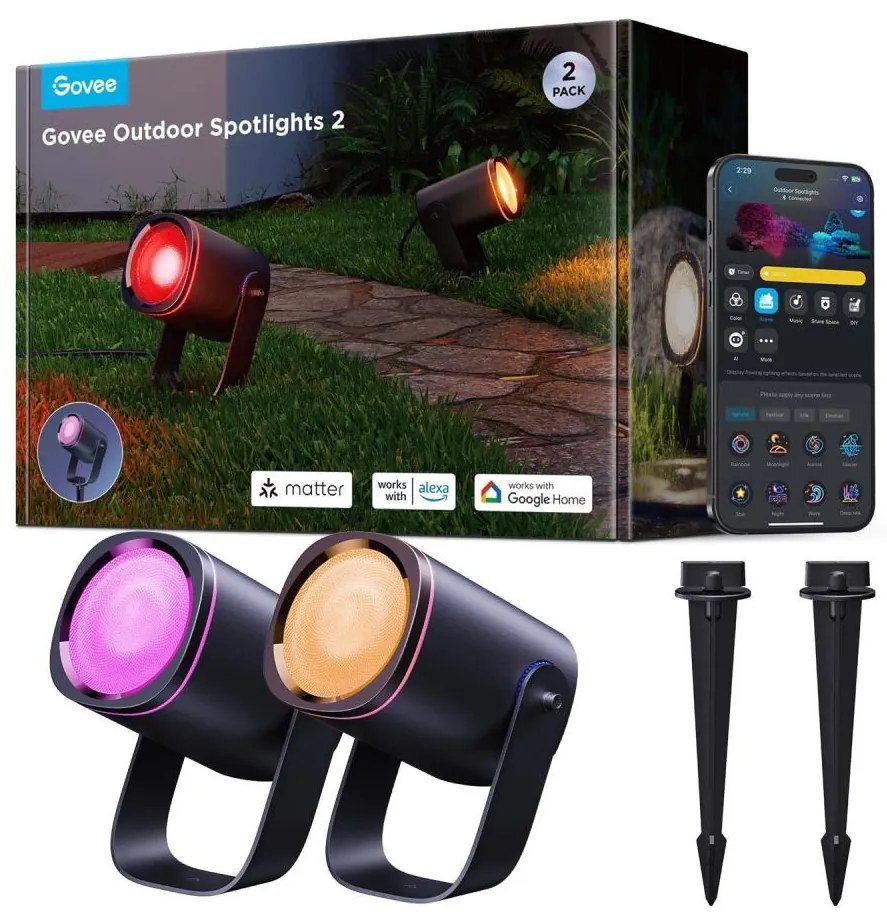 Govee - LED RGBWW Ściemniane oświetlenie punktowe LED/12W/230V IP67 2700-6500K Wi-Fi