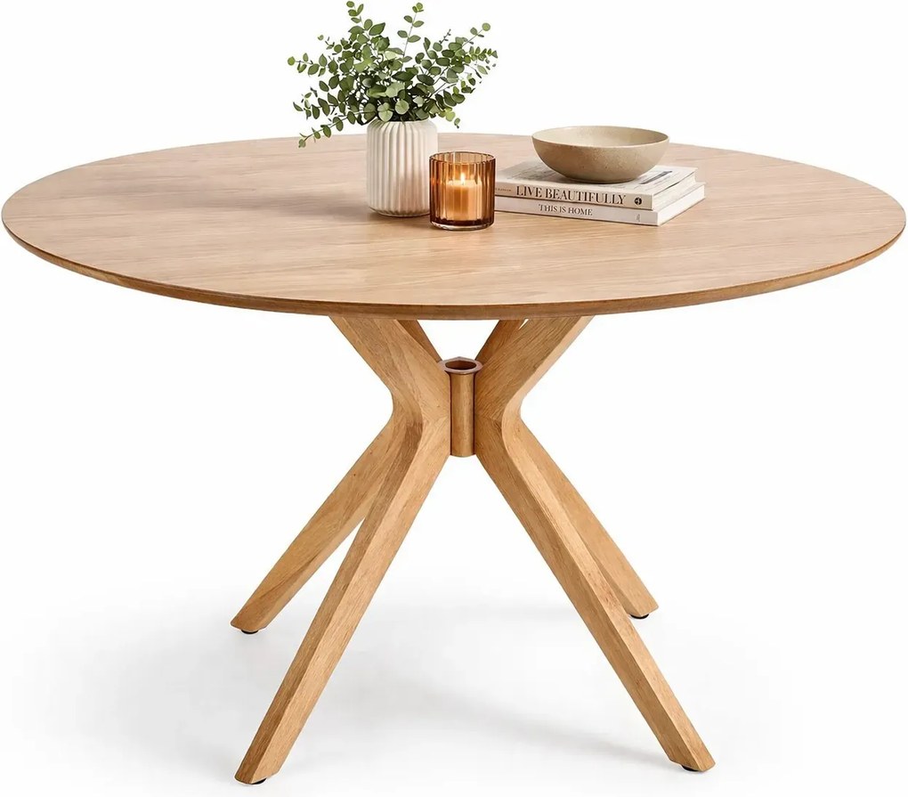 Okrągły stół minimalistyczny w kolorze dębowym H8-T21