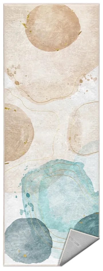 Kremowo-turkusowy chodnik odpowiedni do prania 80x200 cm Puddle – Mila Home