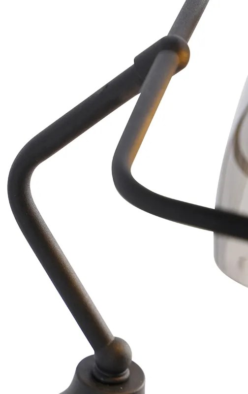 Klasyczna lampa notariusza czarna z przyciemnianym lustrzanym szkłem - Banker