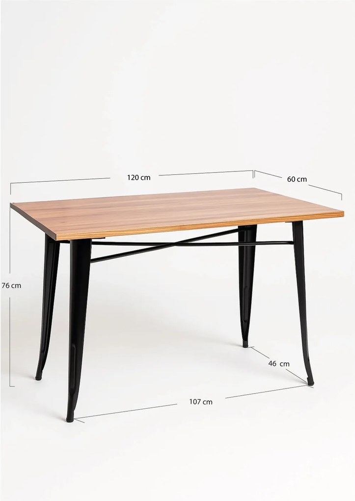 Prostoktny stó z naturalnego drewna Torix 120 x 60 cm