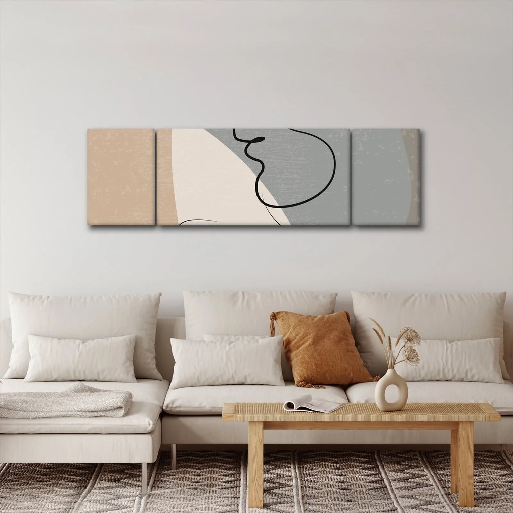 Obraz - Line art dwie twarze (170x50 cm)