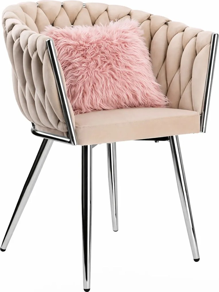 Beżowe nowoczesne krzesło plecione  K1-D15