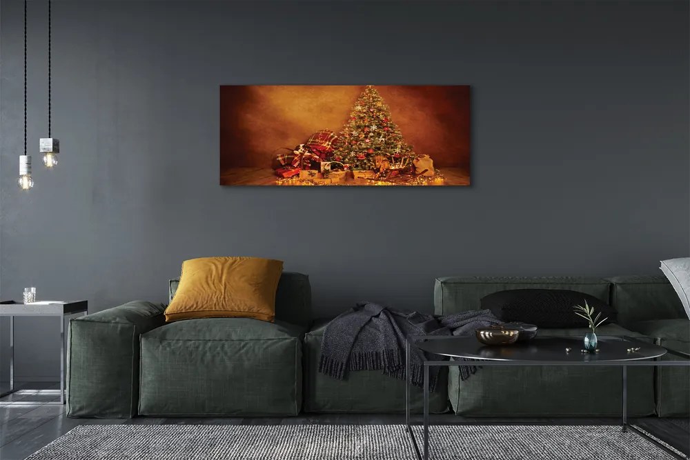 Obraz canvas na ścianę Choinka, Prezenty, Lampki i Dekoracje