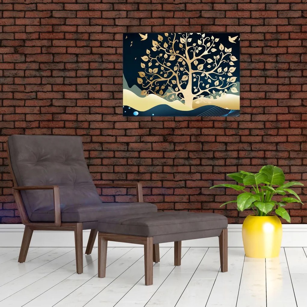 Obraz złotego drzewa (70x50 cm)