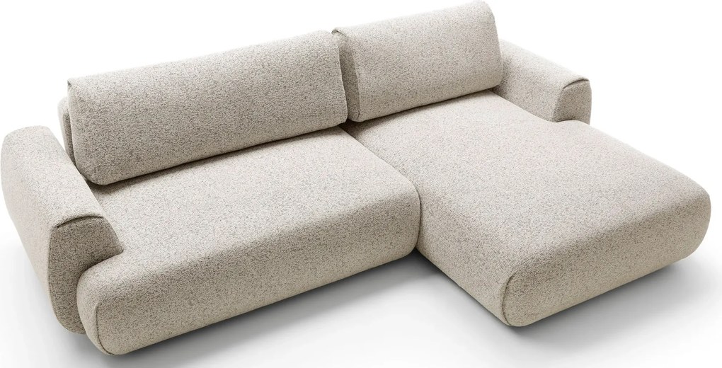 Beżowa melanżowa kanapa narożna z funkcją spania D5-A31