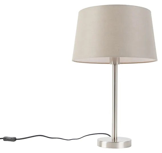 Lampa stołowa stal klosz szarobrązowy 32cm - Simplo Nowoczesny Oswietlenie wewnetrzne