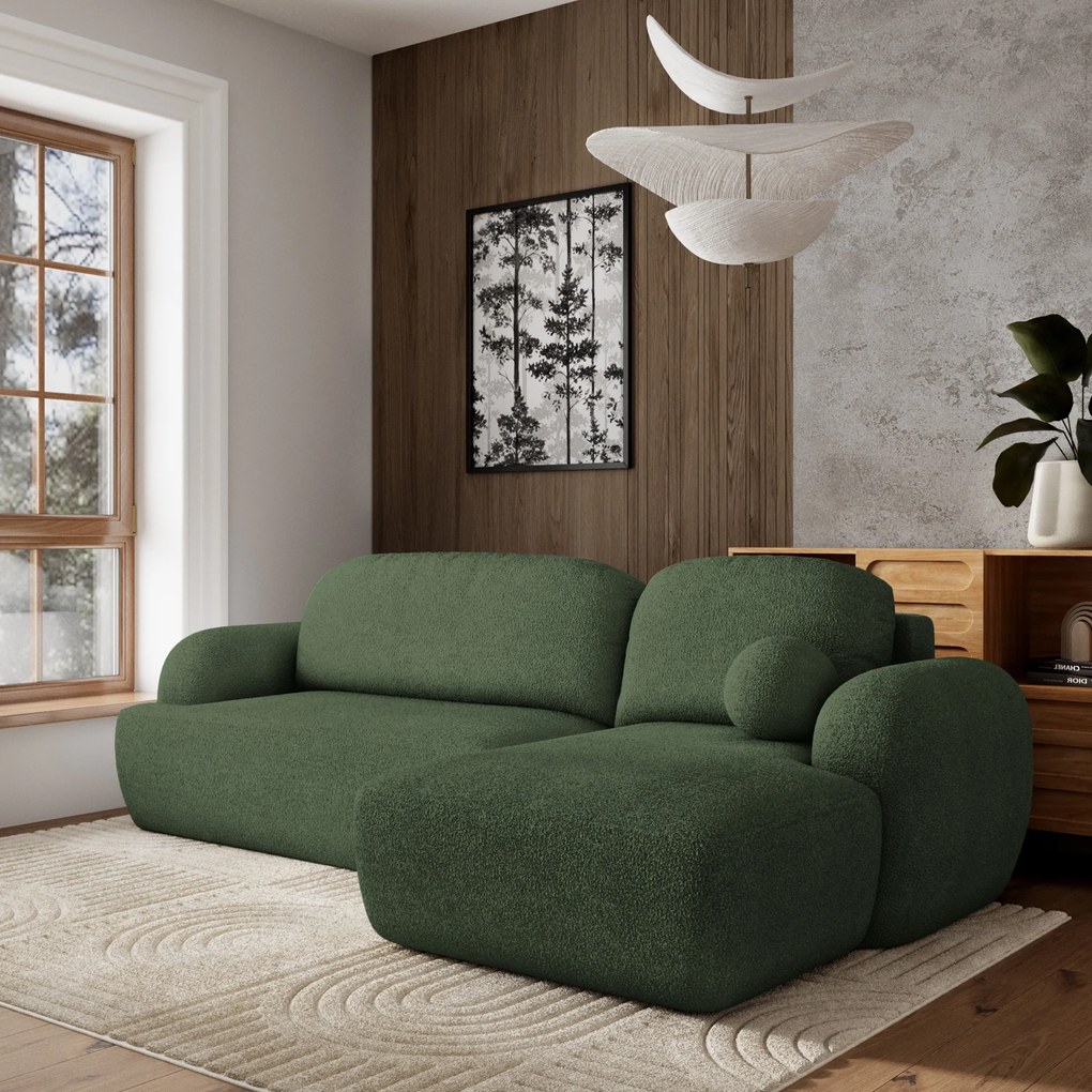 Masseno Narożnik MODENZA z funkcją spania i pojemnikiem na pościel Narozniki L, Rozkładana sofa - Zielony, NOW OR NEVER 37