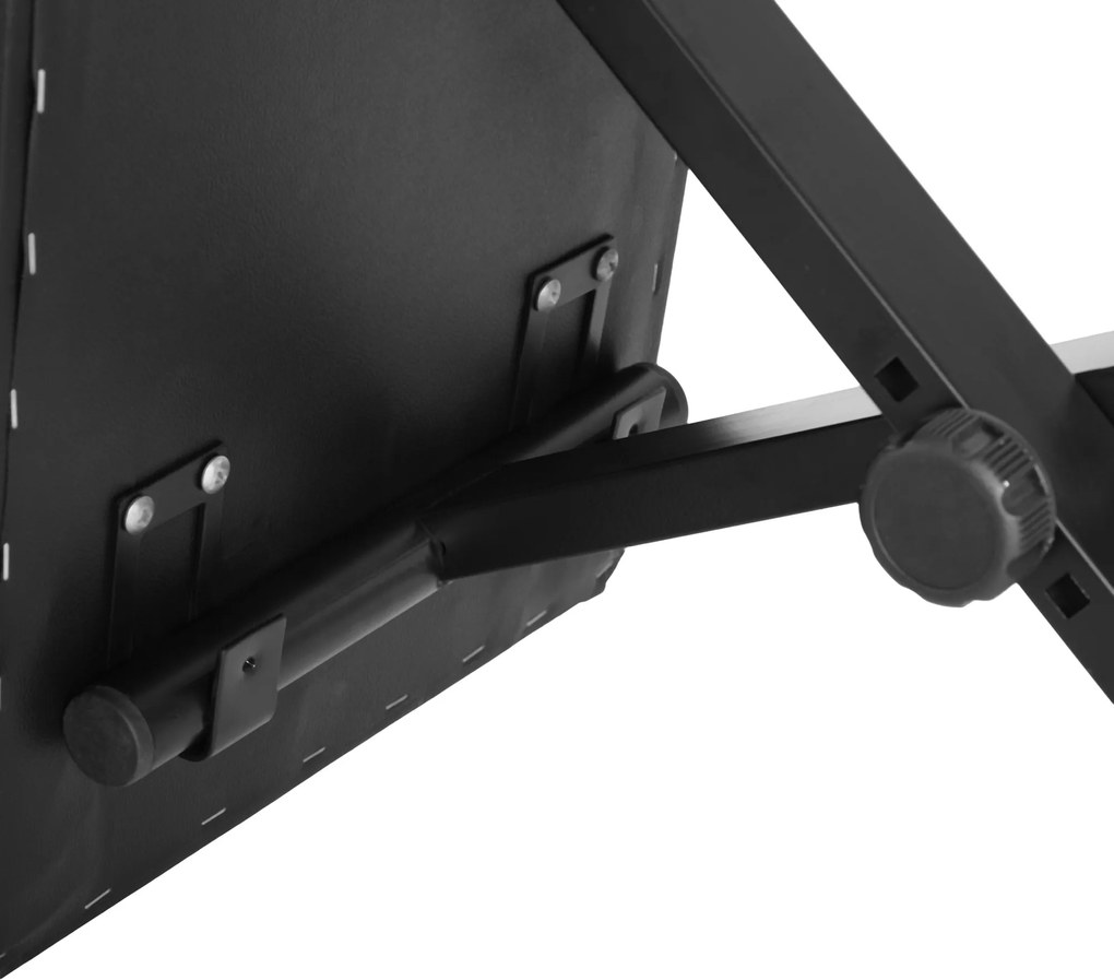 HOMCOM Stołek fortepianowy z regulacją wysokości Składany taboret do pianina Metal Sztuczna skóra Czarny 39 x 29 x 45–51 cm | Aosom PL