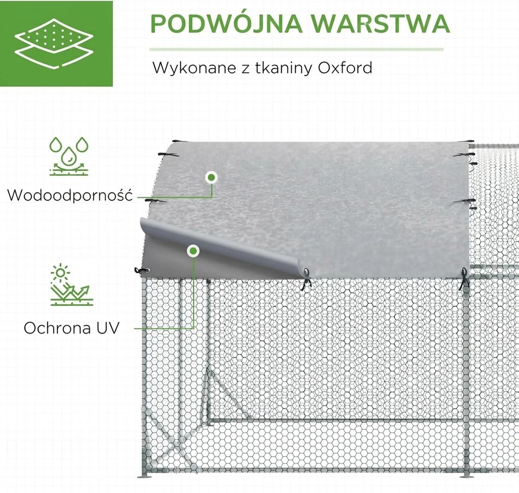 PawHut Wybieg dla małych zwierząt, outdoorowy wybieg dla kur, królików, kaczek, stabilna konstrukcja, stal i tkanina Oxford