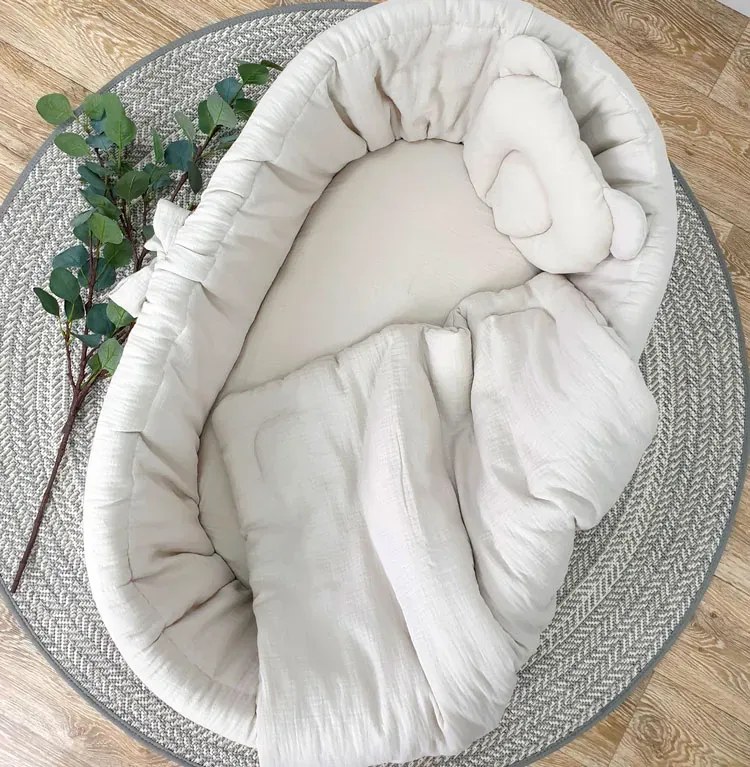 Zestaw kosz na drewnianym stelażu beż F3-E83