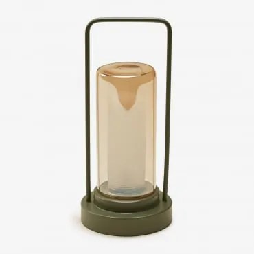 Bezprzewodowa Lampa Stołowa Led Z Żelaza I Szkła Sorlix Intensywny Verde Olive - Sklum
