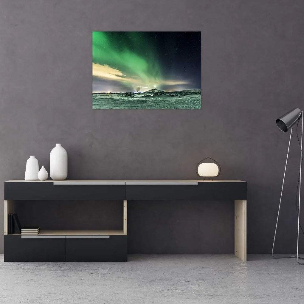 Obraz na szkle zorzy polarnej (70x50 cm)
