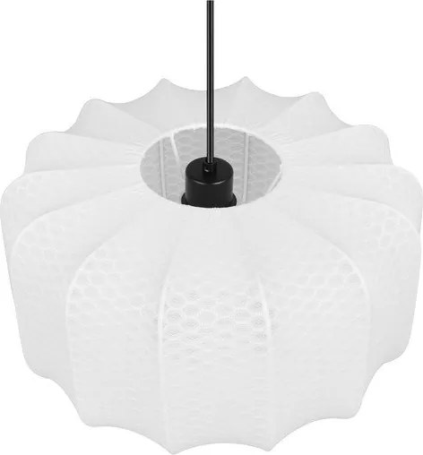 Biała metalowa lampa wisząca z tekstylnym kloszem ø 40 cm Madleine – Reality